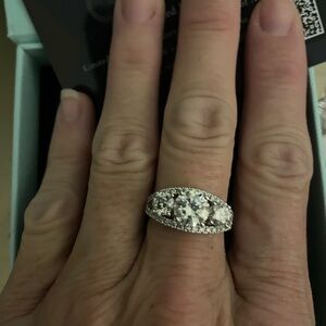 Dazzling 3 Stone Moissanite Sterling Silver Ring